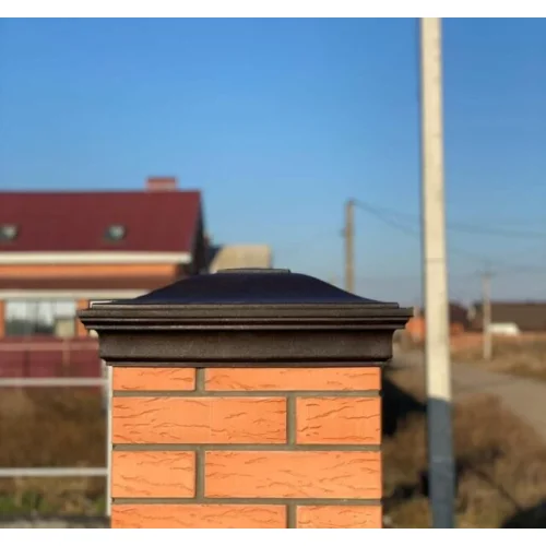 Колпак полимеркомпозитный MONBLAN с посадкой 385х385 на полтора кирпича, коричневый — фото 4, Композитные колпаки и парапеты столбов забора и пролётов., Zking